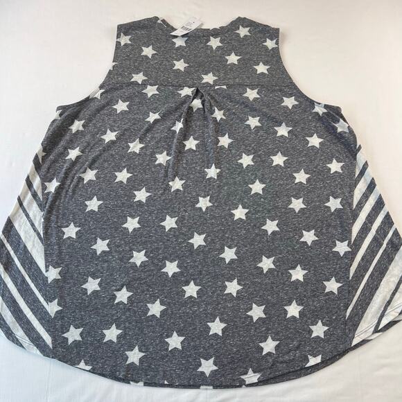 Lane Bryant Gray Lightweight Tan Top Stars and stripes Women's size 18/20 NWT - Picture 3 of 6